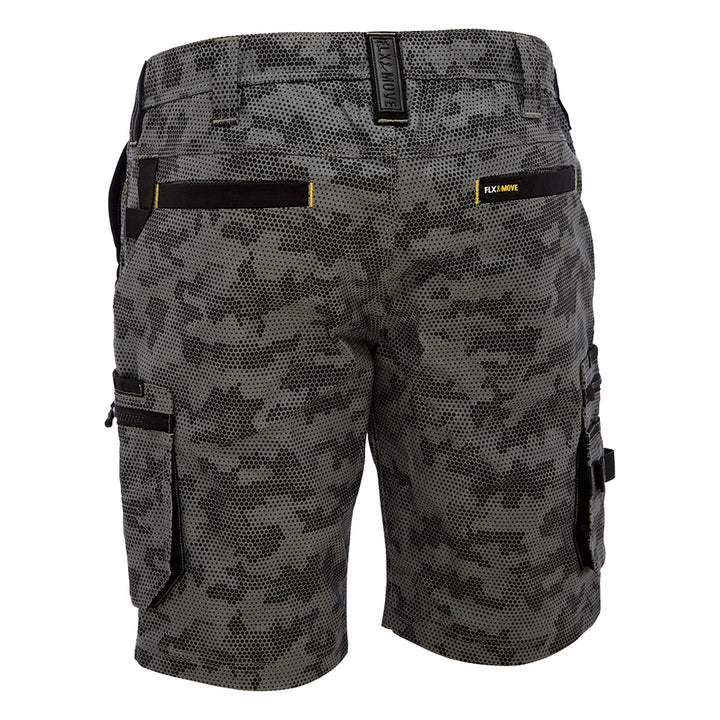 Bisley BSHC1337 Canvas Camo Cargo Short - Limited Edition Charcoal Honeycomb Back