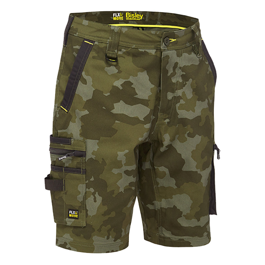 Bisley BSHC1337 Canvas Camo Cargo Short - Limited Edition Green Front