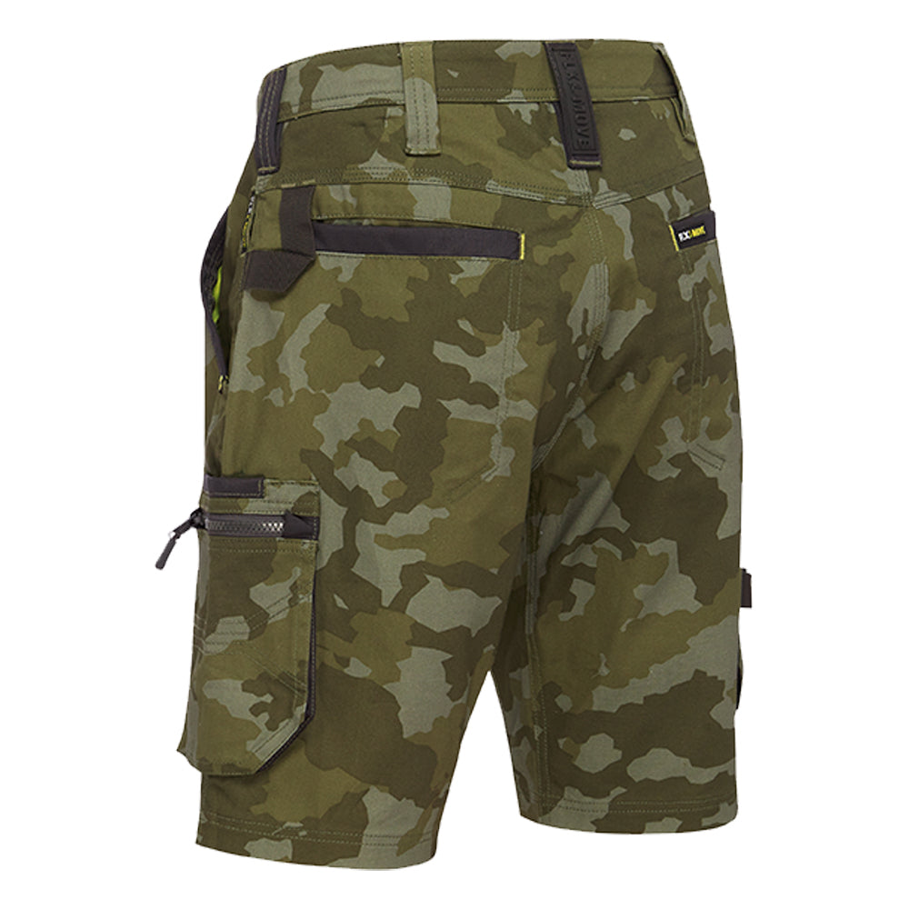 Bisley BSHC1337 Canvas Camo Cargo Short - Limited Edition Green Front Back