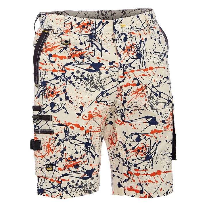 Bisley BSHC1337 Canvas Camo Cargo Shorts - Limited Edition Orange Paint Splatter