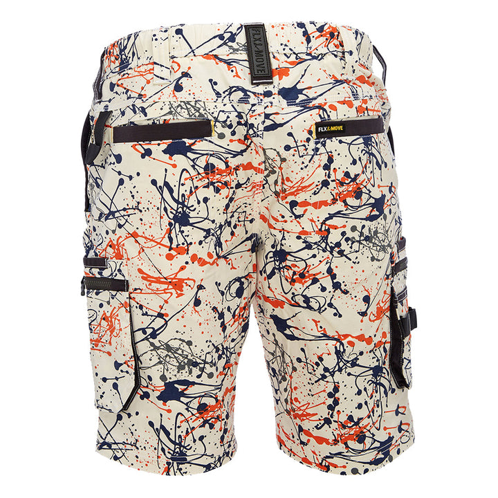 Bisley BSHC1337 Canvas Camo Cargo Short - Limited Edition Orange Paint Splatter Back