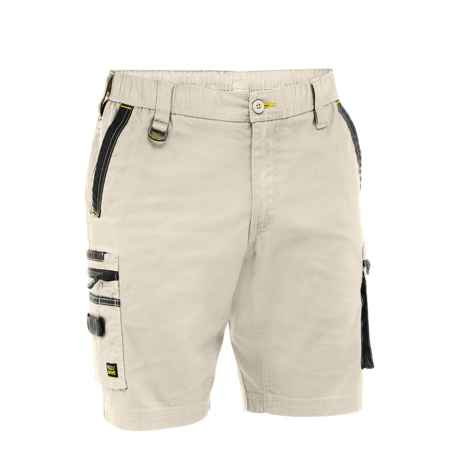 Bisley BSHC1338 Flx & Move Elastic Waist Cargo Short Stone