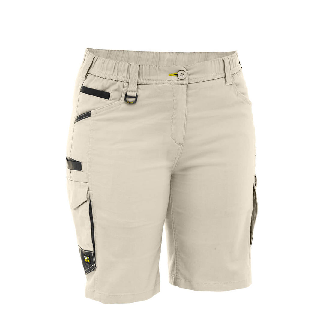 Bisley BSHL1338 Women's Flx & Move Elastic Waist Cargo Short Stone