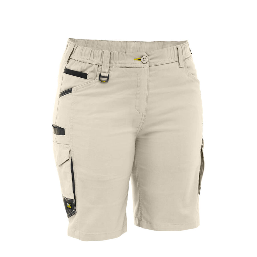 Bisley BSHL1338 Women's Flx & Move Elastic Waist Cargo Short Stone
