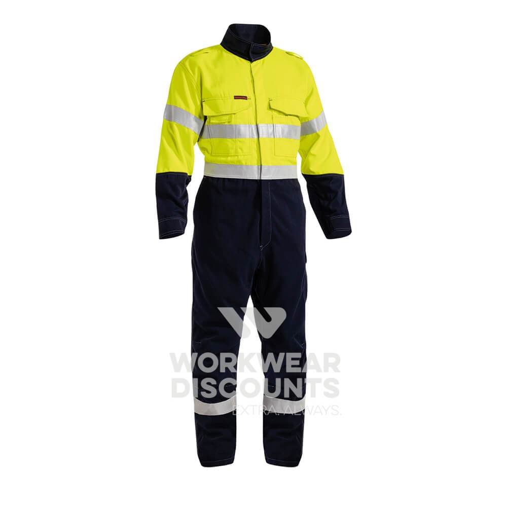 Bisley BC8086T Two Tone Hi-Vis Taped Vented FR Coverall Yellow/Navy Yellow/Navy