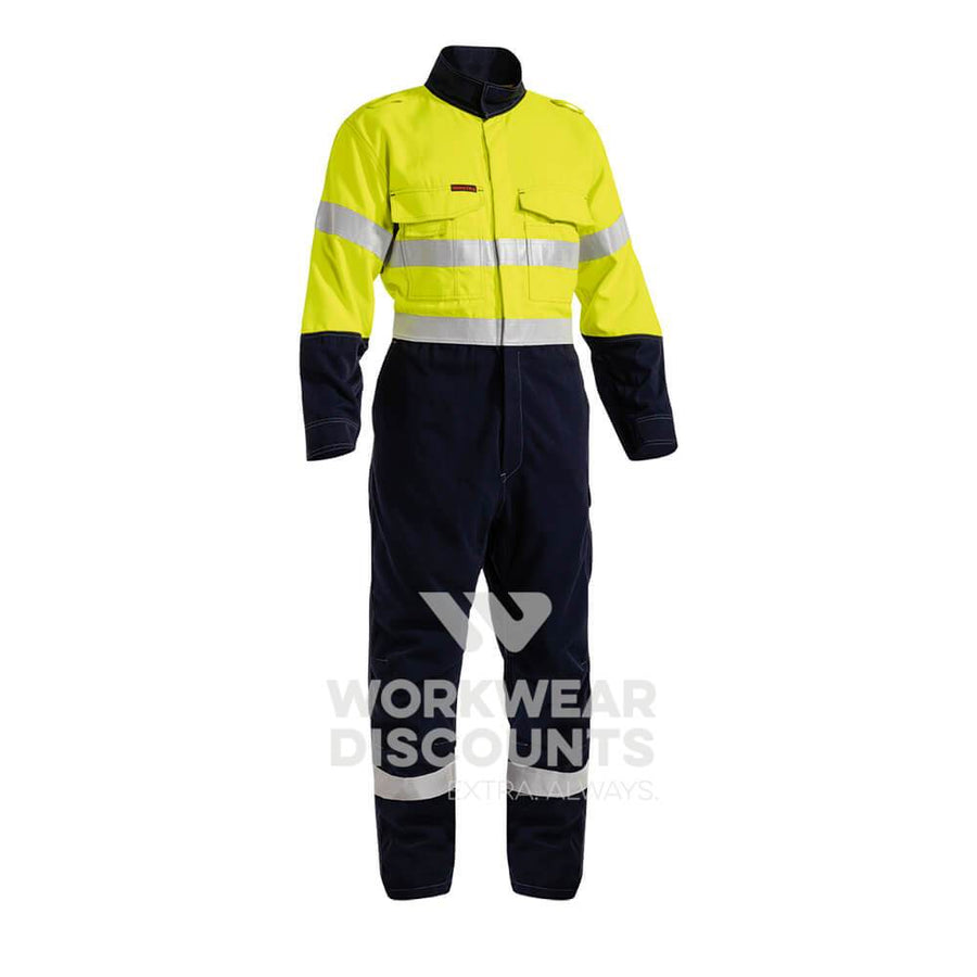 Bisley BC8086T Two Tone Hi-Vis Taped Vented FR Coverall Yellow/Navy Yellow/Navy