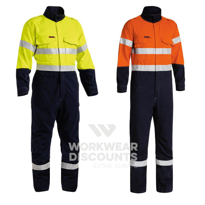 Bisley BC8086T Two Tone Hi-Vis Taped Vented FR Coverall Yellow/Navy