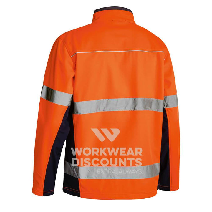 Bisley BJ6059T Hi-Vis Taped Soft Shell Jacket Orange Navy Back