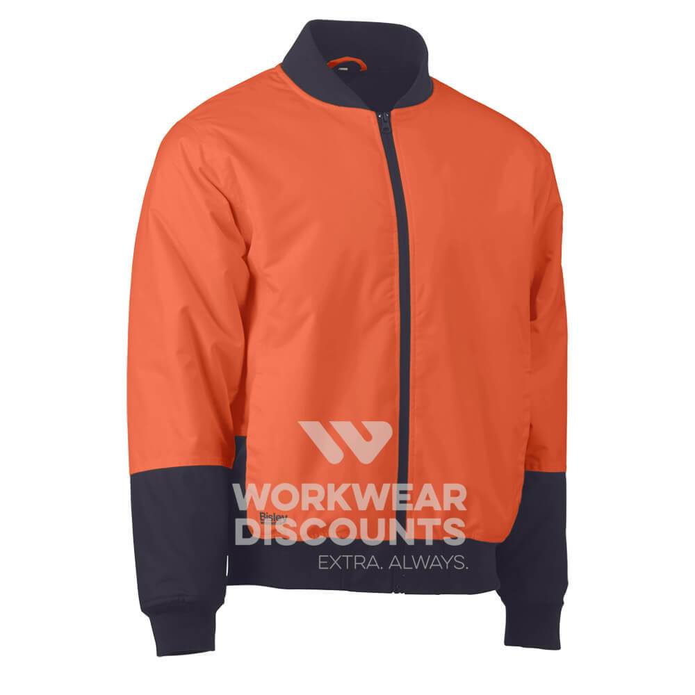 Bisley BJ6730 Hi-Vis Bomber Jacket Orange Navy Front