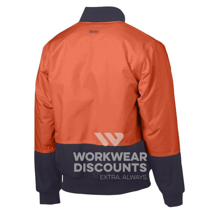 Bisley BJ6730 Hi-Vis Bomber Jacket Orange Navy Back