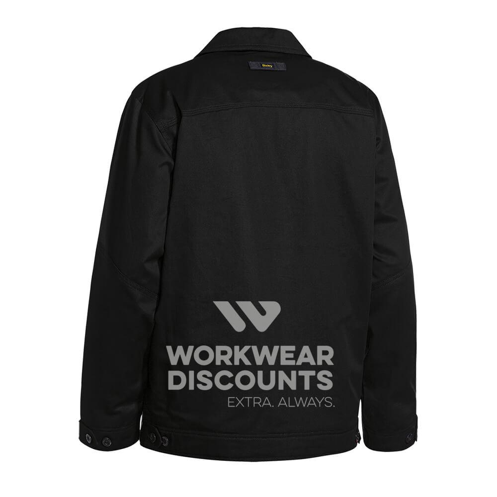Bisley BJ6916 Cotton Drill Jacket with Liquid Repellent Finish Black Back