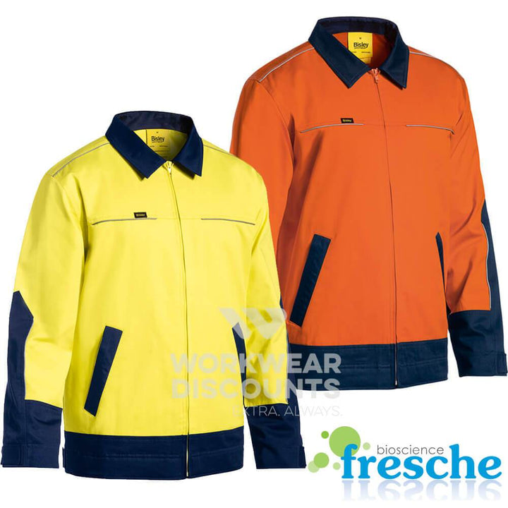 Bisley BJ6917 Hi-Vis Cotton Drill Jacket with Liquid Repellent Finish