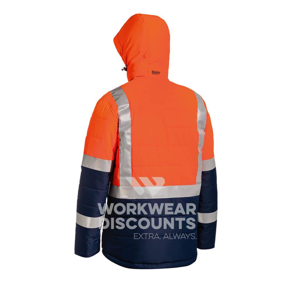 Bisley BJ6929HT Taped Two Tone Puffer Jacket Orange Navy View 3