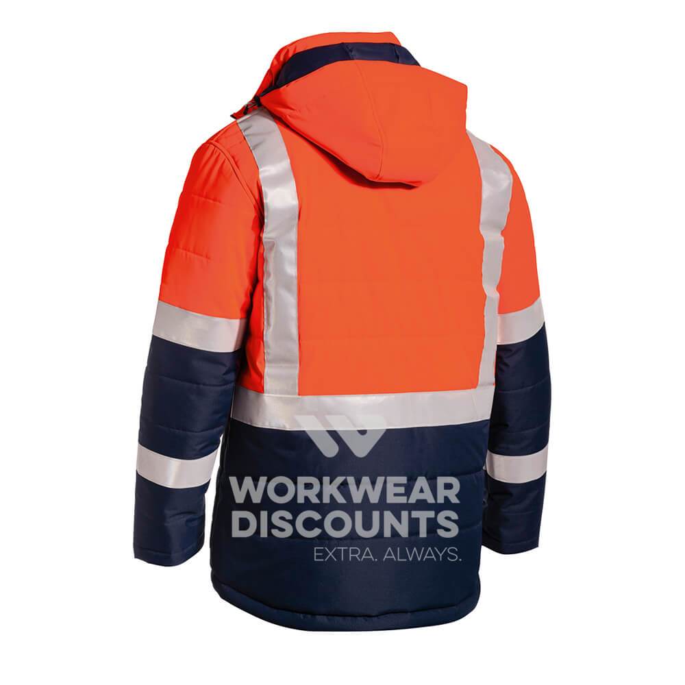 Bisley BJ6929HT Taped Two Tone Puffer Jacket Orange Navy View 4