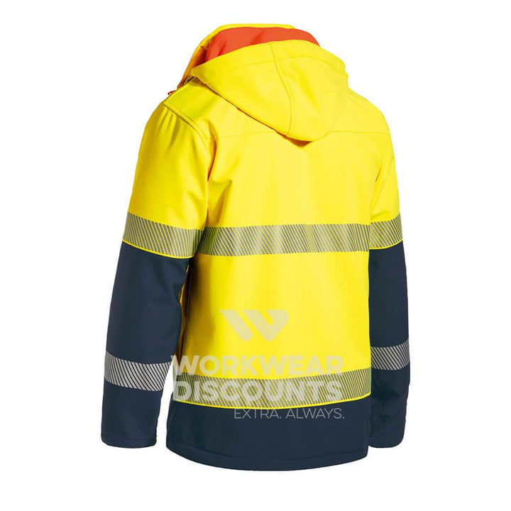 Bisley BJ6934T Taped Two Tone Hi Vis Ripstop Soft Shell Jacket Yellow Navy View 4