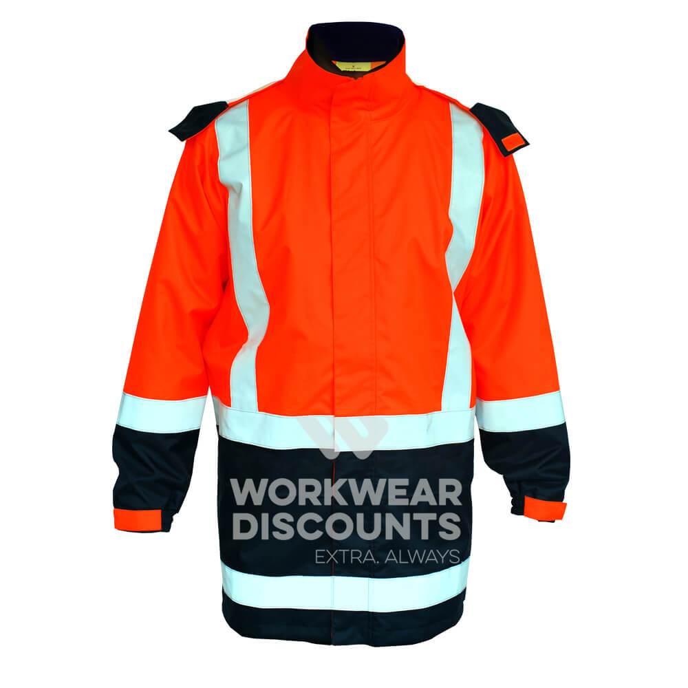 Bisley BJ6966T Hi-Vis Taped Rain Jacket Orange