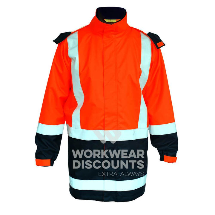 Bisley BJ6966T Hi-Vis Taped Rain Jacket Orange