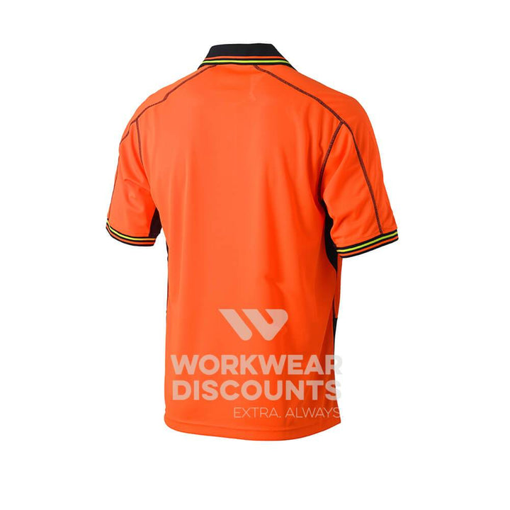 Bisley BK1219 Two Tone Hi-Vis Polyester Mesh Polo Short Sleeve Orange Navy Back