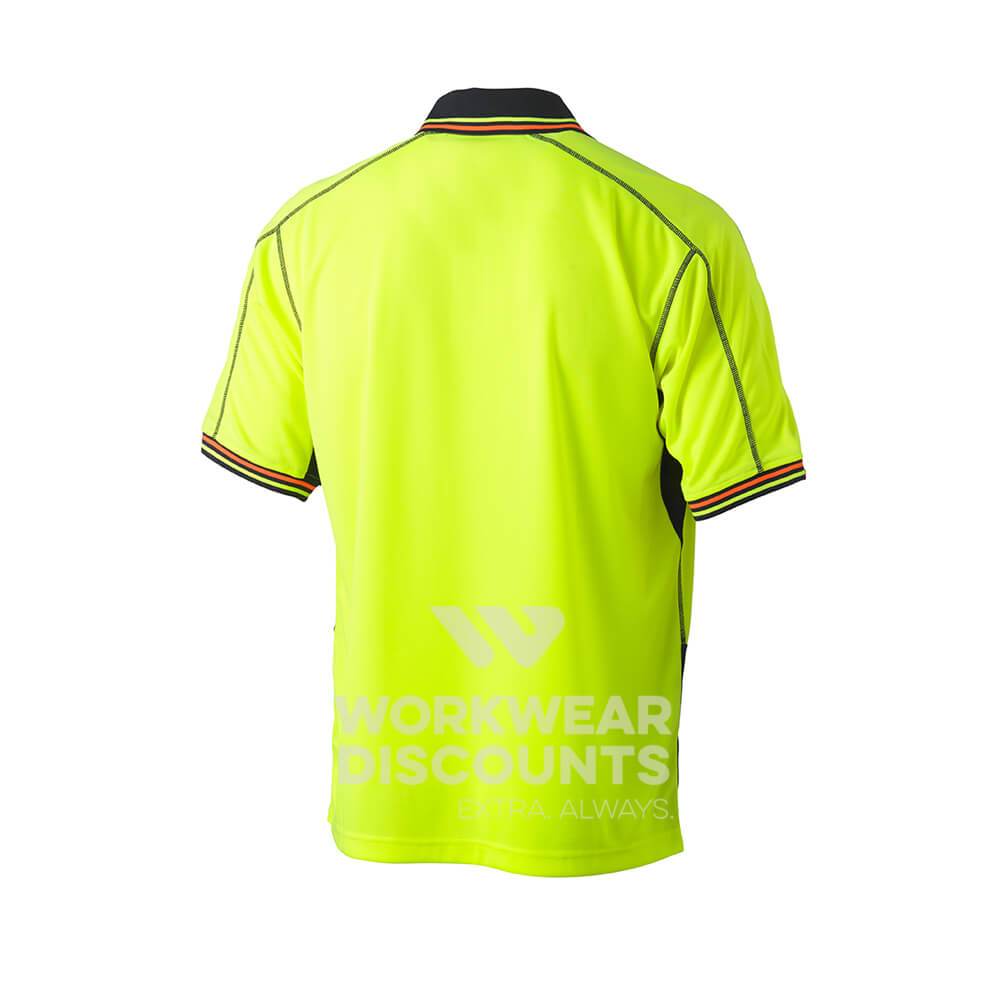 Bisley BK1219 Two Tone Hi-Vis Polyester Mesh Polo Short Sleeve Yellow Navy Back