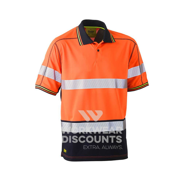 Bisley BK1219T Taped Two Tone Hi-Vis Polyester Mesh Polo Short Sleeve Orange Front