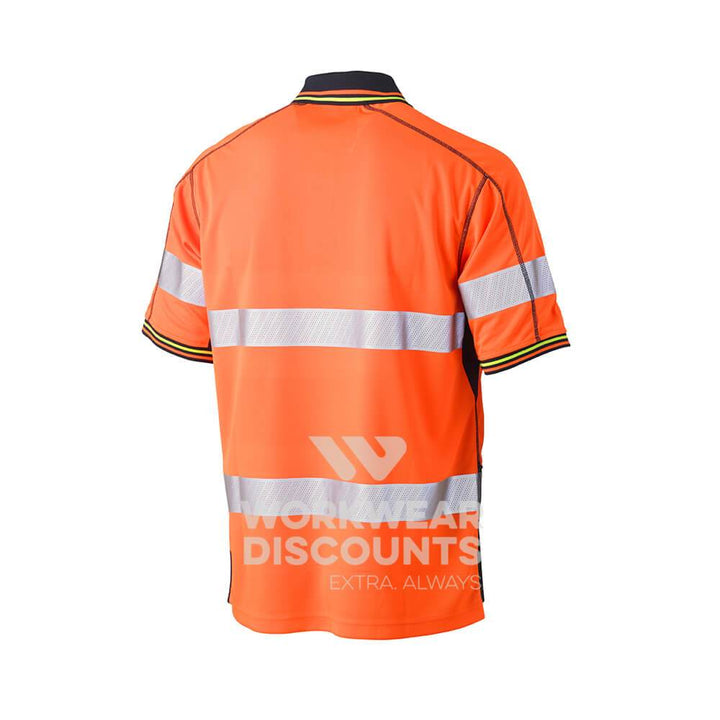 Bisley BK1219T Taped Two Tone Hi-Vis Polyester Mesh Polo Short Sleeve Orange Navy Back
