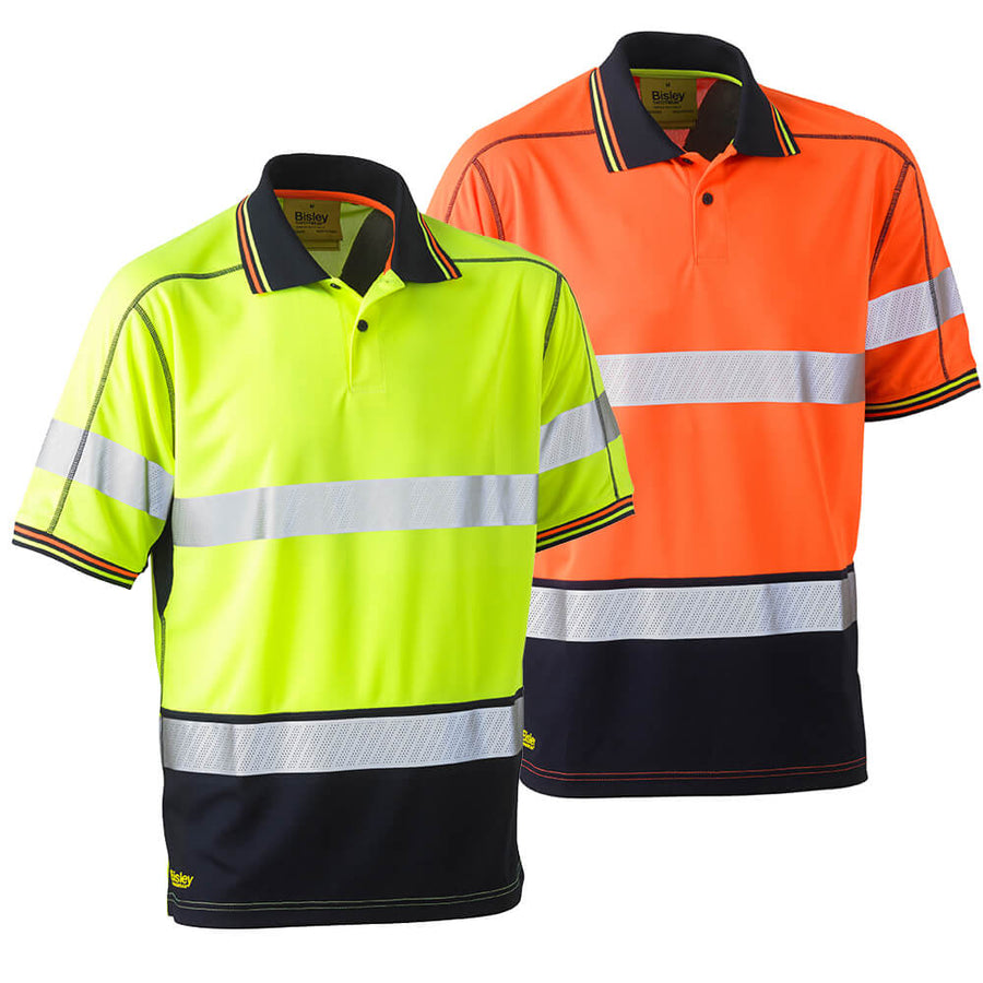 Bisley BK1219T Taped Two Tone Hi-Vis Polyester Mesh Polo Short Sleeve