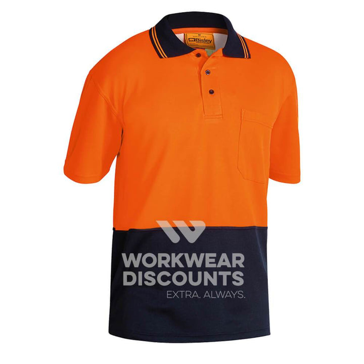 Bisley BK1234 Hi-Vis Cotton Backed Polo Short Sleeve Orange Navy Back