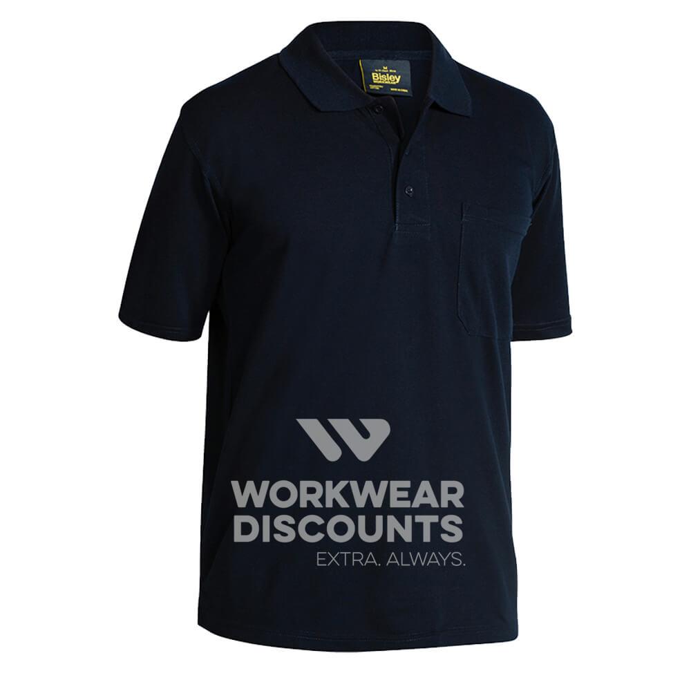 Bisley BK1290 Polyester Cotton Polo Pocket Short Sleeve Navy