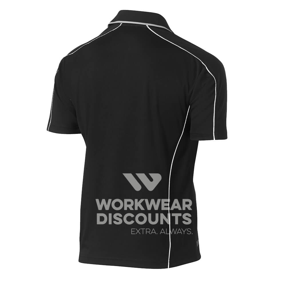 Bisley BK1425 Cool Mesh Polo Shirt with Reflective Piping Short Sleeve Black Back