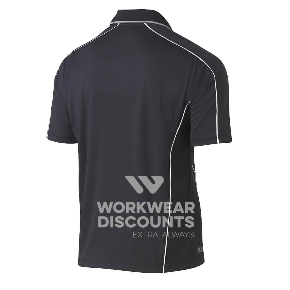 Bisley BK1425 Cool Mesh Polo Shirt with Reflective Piping Short Sleeve Charcoal Back