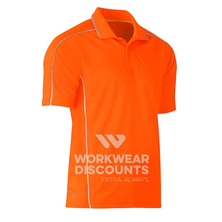 Bisley BK1425 Cool Mesh Polo Shirt with Reflective Piping Short Sleeve Orange Front