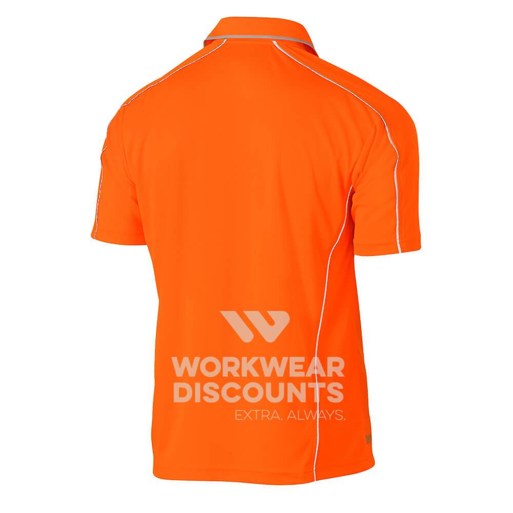 Bisley BK1425 Cool Mesh Polo Shirt with Reflective Piping Short Sleeve Orange Back