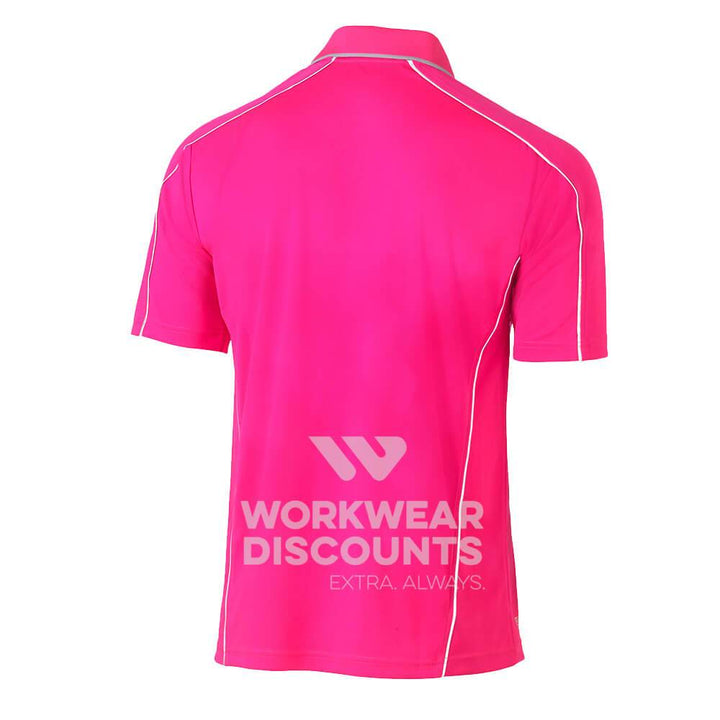 Bisley BK1425 Cool Mesh Polo Shirt with Reflective Piping Short Sleeve Pink Back