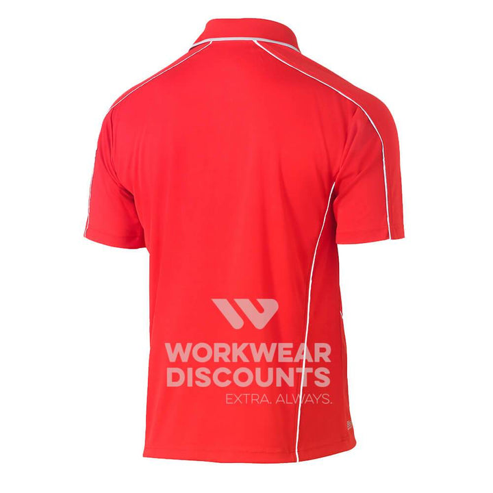 Bisley BK1425 Cool Mesh Polo Shirt with Reflective Piping Short Sleeve Red Back