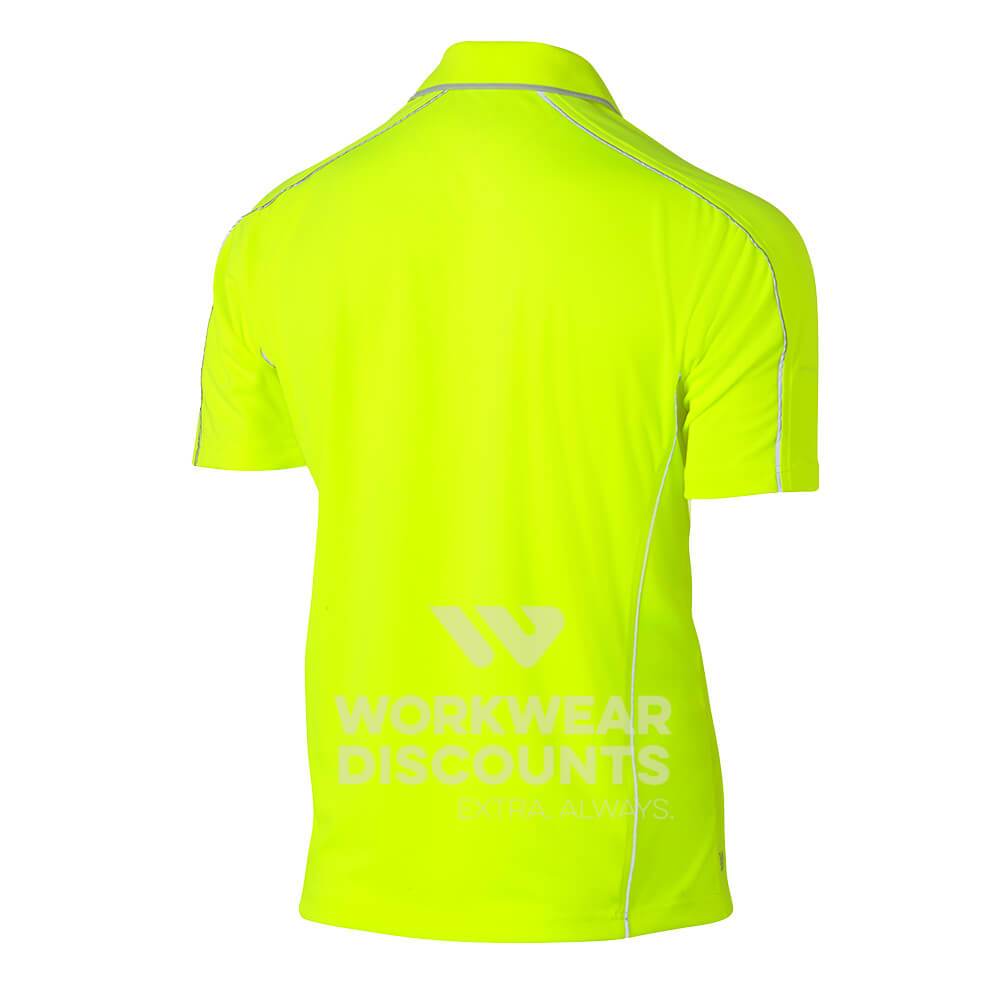 Bisley BK1425 Cool Mesh Polo Shirt with Reflective Piping Short Sleeve Yellow Back