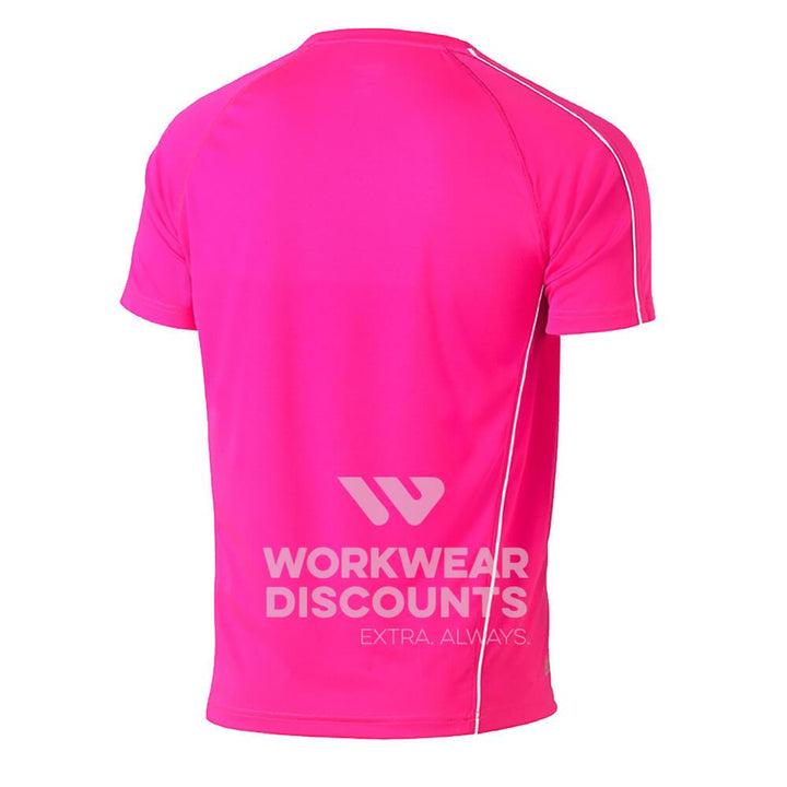 Bisley BK1426 Cool Mesh Tee Shirt with Reflective Piping Short Sleeve Pink Back