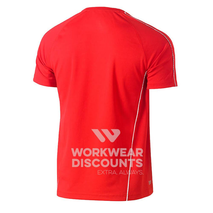 Bisley BK1426 Cool Mesh Tee Shirt with Reflective Piping Short Sleeve Red Back