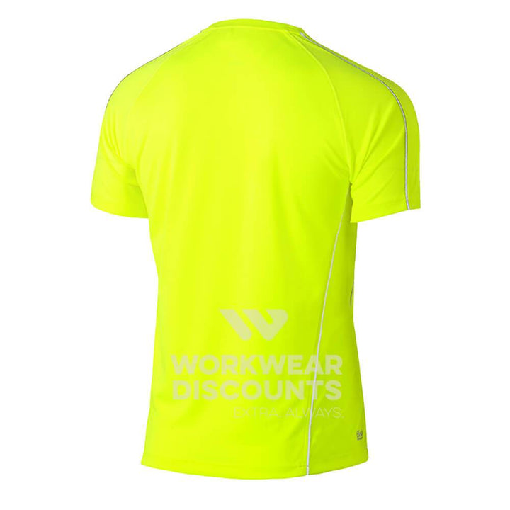 Bisley BK1426 Cool Mesh Tee Shirt with Reflective Piping Short Sleeve Yellow Back