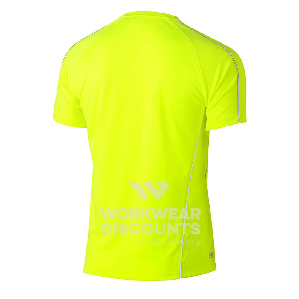 Bisley BK1426 Cool Mesh Tee Shirt with Reflective Piping Short Sleeve Yellow Back