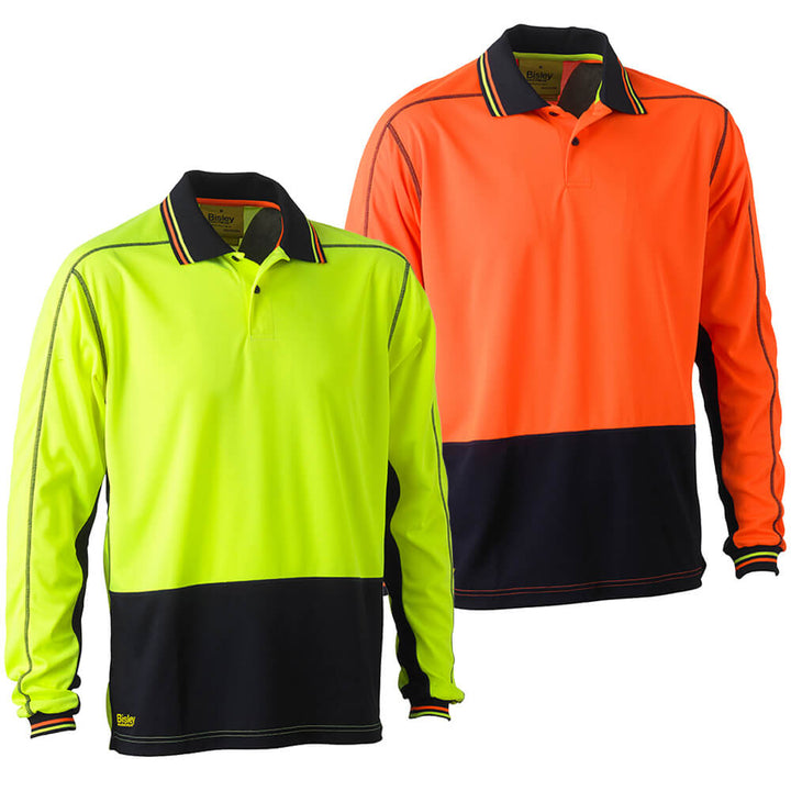 Bisley BK6219 Two Tone Hi-Vis Polyester Mesh Polo Long Sleeve