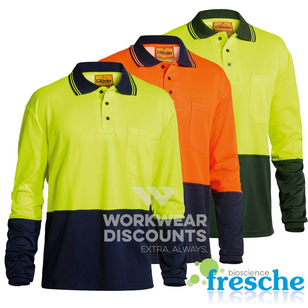 Bisley BK6234 Hi-Vis Cotton Backed Polo Long Sleeve
