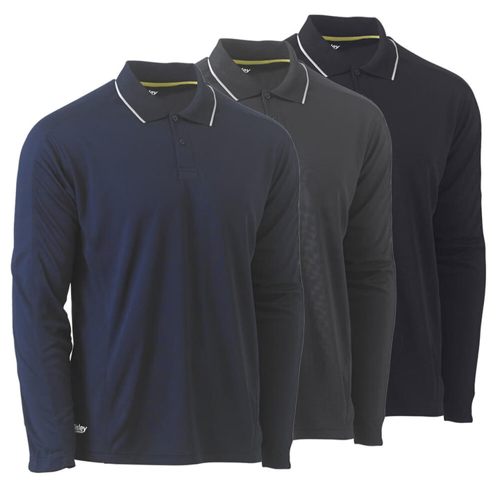 Bisley BK6425 Reflective Piping Cool Mesh Polo Shirt Long Sleeve