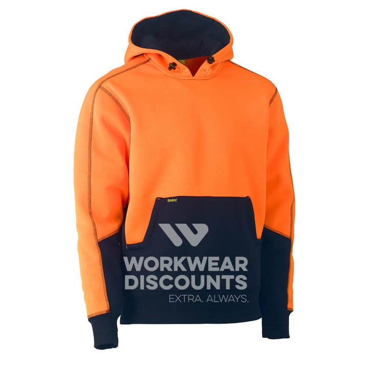 Bisley BK6619 Hi-Vis Pullover Polar Fleece Hoodie Orange Navy Back