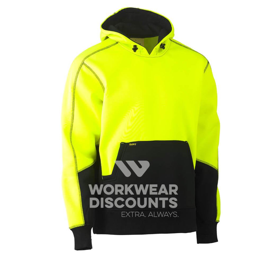 Bisley BK6619 Hi-Vis Pullover Polar Fleece Hoodie Yellow Navy Front