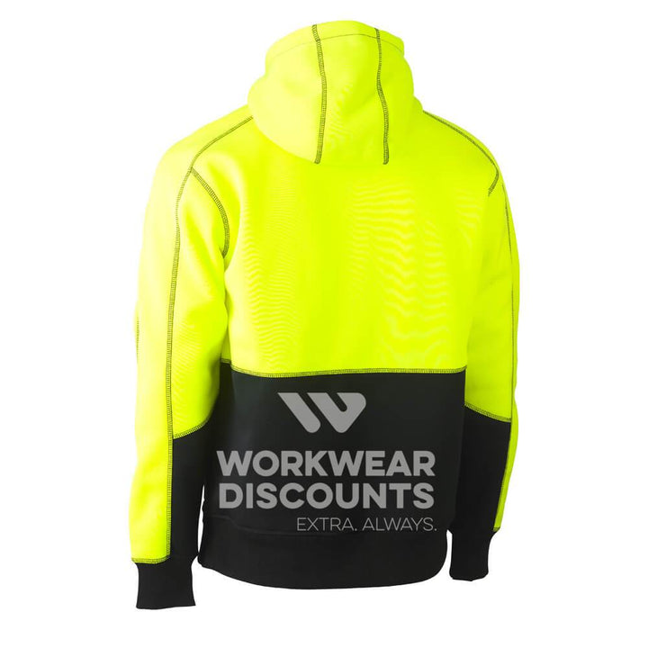 Bisley BK6619 Hi-Vis Pullover Polar Fleece Hoodie Yellow Navy Back