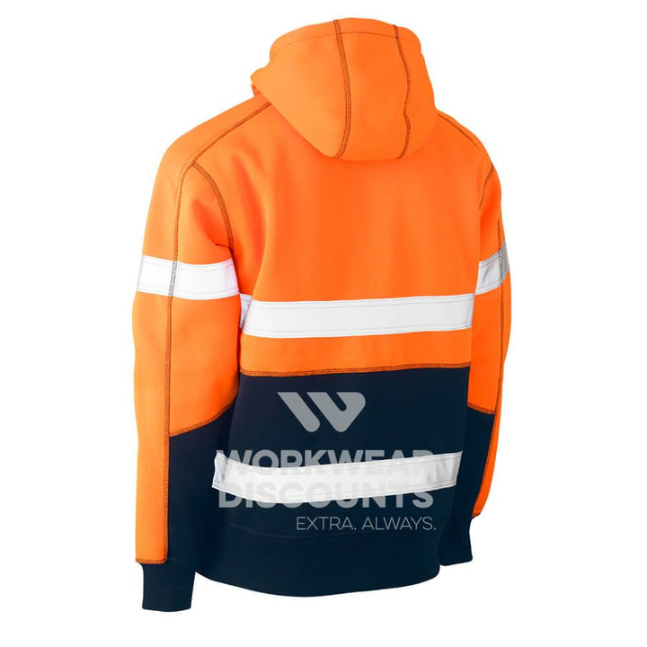 Bisley BK6619T Hi-Vis Taped Pullover Polar Fleece Hoodie Orange Navy Back