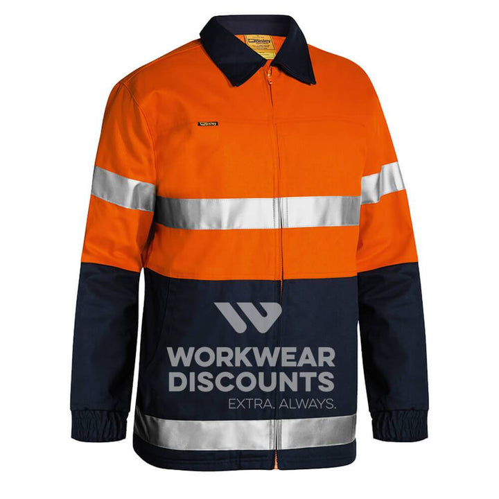 Bisley BK6710T Hi-Vis Taped Cotton Drill Jacket Orange Navy