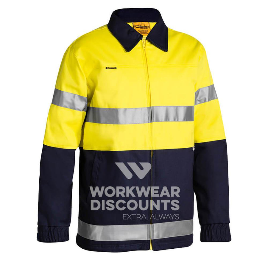 Bisley BK6710T Hi-Vis Taped Cotton Drill Jacket Yellow Navy
