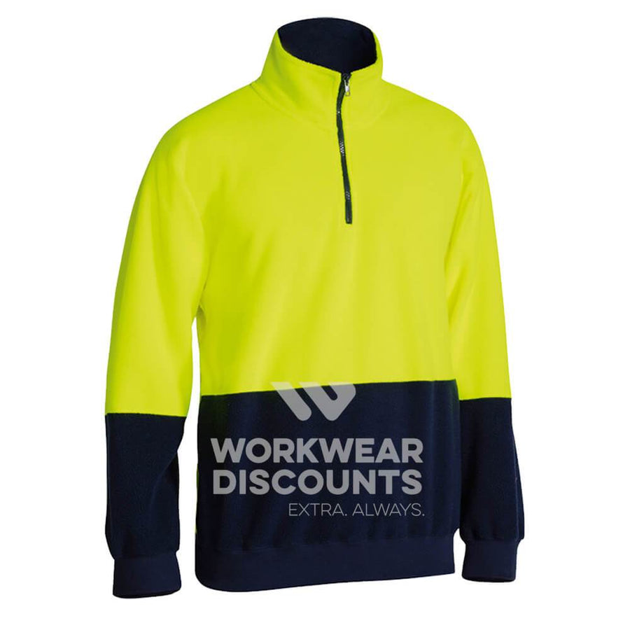 Bisley BK6889 Hi-Vis Quarter Zip Polar Fleece Jumper Yellow Navy
