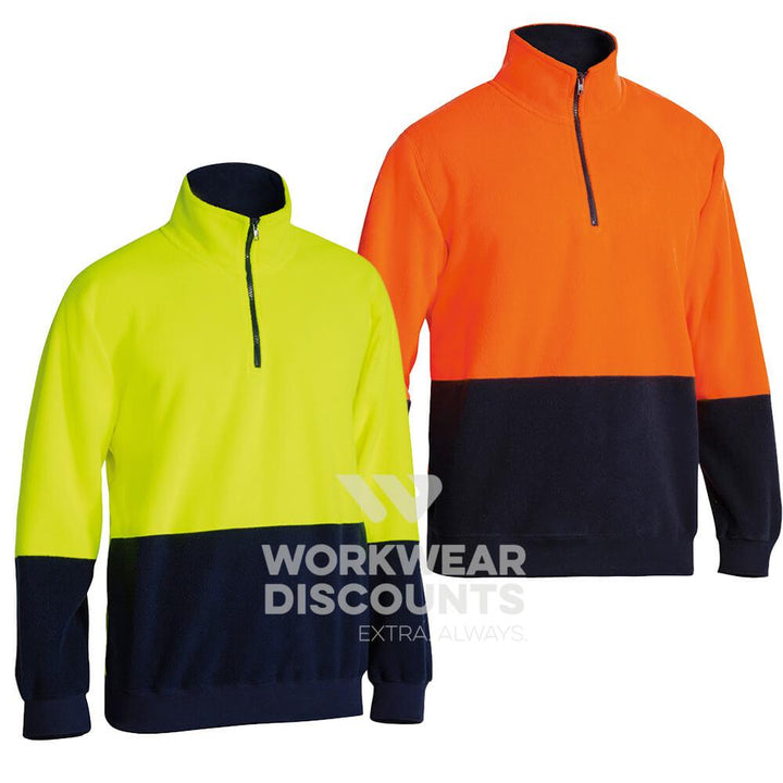 Bisley BK6889 Hi-Vis Quarter Zip Polar Fleece Jumper